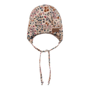 NANO PRINTEMPS 24 TUQUE EN JERSEY  BEIGE AVEC CORDONS (CALIE) (EN STOCK)