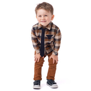 NANO NOEL 24 BÉBÉ GARÇON MANGE, BOIS, DANSE CHEMISE NOIR/BRUN