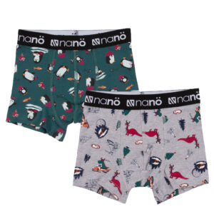NANO NOEL 24 SOUS-VÊTEMENTS PAQUET DE 2 BOXERS GRIS/VERT