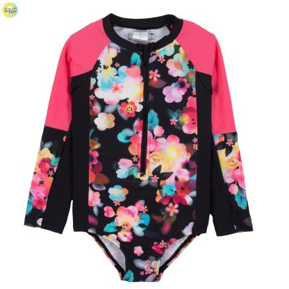 PRÉCOMMANDE NANO PRINTEMPS 25 MAILLOTS FLEURS DIGITALES UNE PIÈCE RASHGUARD NOIR – Image 2