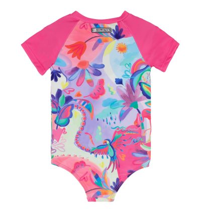 PRÉCOMMANDE NANO PRINTEMPS 25 MAILLOTS FLAMANT ABSTRAIT UNE PIÈCE RASHGUARD ROSE – Image 3