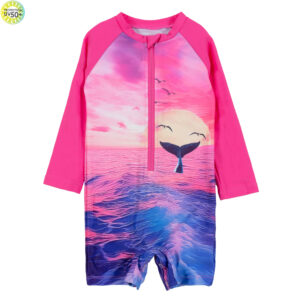 NANO PRINTEMPS 25 MAILLOTS FILLE BALEINE SOURIANTE UNE PIÈCE RASHGUARD FUSHIA