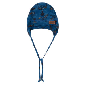 NANO PRINTEMPS 25 TUQUE EN JERSEY BLEU IMPRIMÉ NOAH, ADRIEN, LOU (AVEC CORDON)
