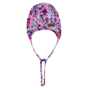 NANO PRINTEMPS 25 TUQUE EN JERSEY LILAS FLEURIT DINA (AVEC CORDON)