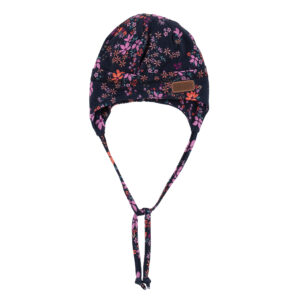 NANO PRINTEMPS 25 TUQUE EN JERSEY MARINE FLEURIT VICTORIA (AVEC CORDON)