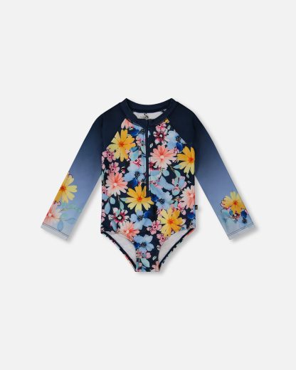 PRÉCOMMANDE DEUX PAR DEUX PRINTEMPS 25 MAILLOT UNE PIÈCE FLEURIT BLEU – Image 3