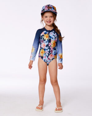 DEUX PAR DEUX PRINTEMPS 25 MAILLOT UNE PIÈCE FLEURIT BLEU