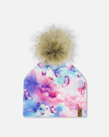 PRÉCOMMANDE DEUX PAR DEUX PRINTEMPS 25 TUQUE A POMPON PASTELE ET PAPILLON