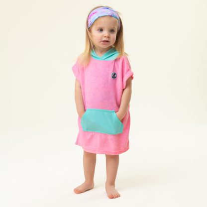 PRÉCOMMANDE NANO PRINTEMPS 25 MAILLOTS PONCHO DE PLAGE À CAPUCHON ROSE