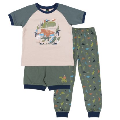 NANO PRINTEMPS 25 PYJAMA 3 PIÈCES GARÇON BEIGE/VERT DINO – Image 2