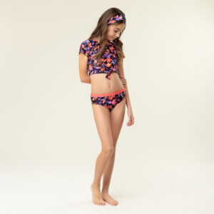 NANO PRINTEMPS 25 MAILLOTS FILLE BOUQUET DE FLEURS 2 PIÈCES NOIR FLEURIT