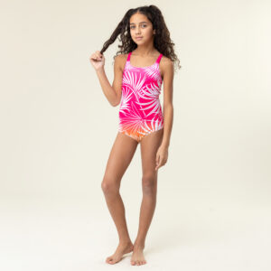 NANO PRINTEMPS 25 MAILLOTS FILLE PALMIERS UNE PIÈCE FUSHIA
