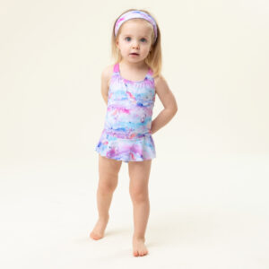 NANO PRINTEMPS 25 MAILLOTS FILLE LICORNE UNE PIÈCE JUPETTE ROSE