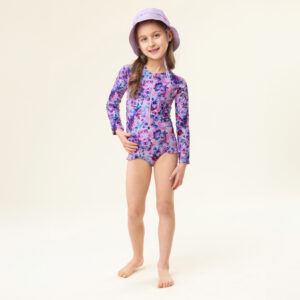 NANO PRINTEMPS 25 MAILLOTS FILLE DOUCE FLORAISON UNE PIÈCE RASHGUARD LILAS