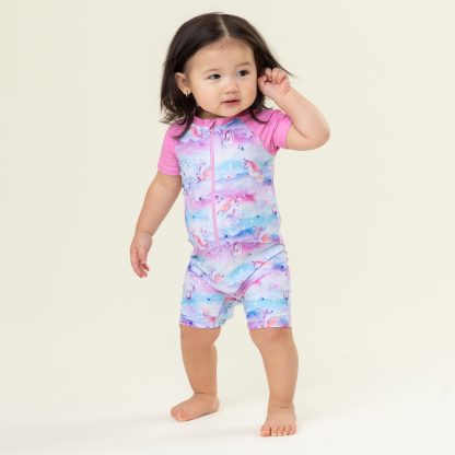 NANO PRINTEMPS 25 MAILLOTS LICORNE UNE PIÈCE RASHGUARD ROSE