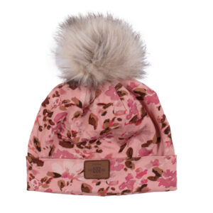 NANO AUTOMNE 25 TUQUE JERSEY DOUBLÉ MICROPOLAIRE ROSE PÂLE IMPRIMÉ
