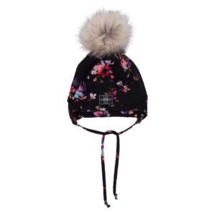 NANO AUTOMNE 25 TUQUE JERSEY DOUBLÉ MICROPOLAIRE AVEC CORDONS NOIR IMPRIMÉ