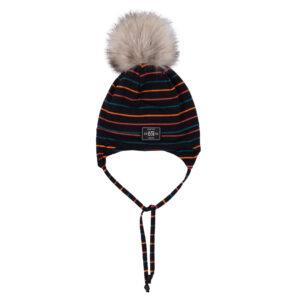 NANO AUTOMNE 25 TUQUE JERSEY DOUBLÉ MICROPOLAIRE AVEC CORDONS NOIR LIGNÉ