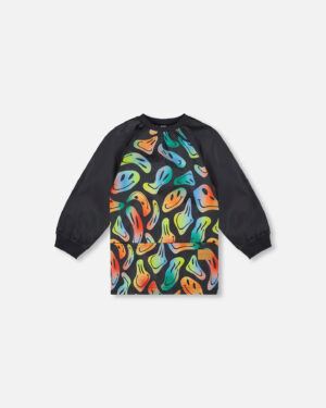 DEUX PAR DEUX LA RENTRÉE 25 TABLIER SCOLAIRE NOIR BONHOMMES SOURIRE