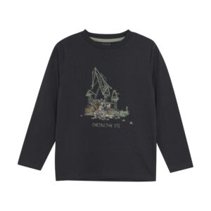 MINYMO AUTOMNE 25 GARÇON CHANDAIL MANCHE LONGUE MARINE CAMION CONSTRUCTION