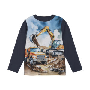 MINYMO AUTOMNE 25 GARÇON CHANDAIL MARINE TRACTEUR (CAMION ET PELLE JAUNE)