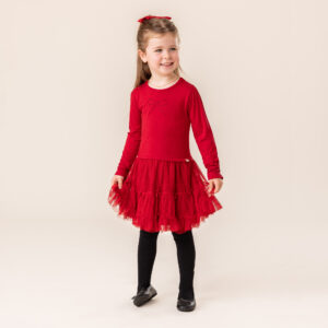 NANO NOEL 25 FILLE BOUCLE D OR ROBE ROUGE