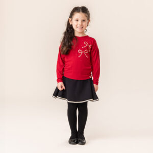 NANO NOEL 25 FILLE BOUCLE D OR T-SHIRT ROUGE