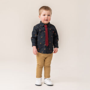 NANO NOEL 25 BÉBÉ GARS ADORABLEMENT CHIC CHEMISE NOIR IMPRIMÉ