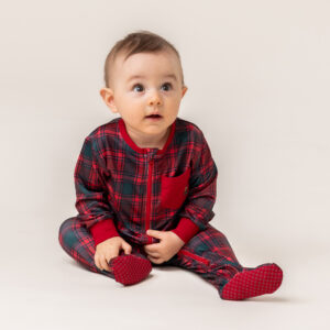 NANO NOEL 25 PYJAMA BÉBÉ UNE PIÈCE ROUGE CARREAUTÉ (COMME LA FAMILLE)