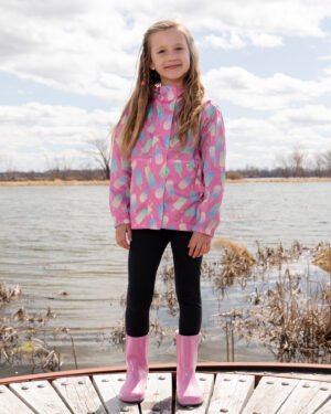 Manteau Coupe-vent transportable en polyester rose imprimé sucettes