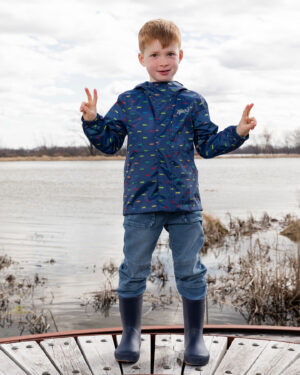 Manteau Coupe-vent transportable en polyester bleu imprimé voitures