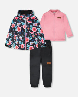 Ensemble 3 pièces noir imprimé de fleurs - 7