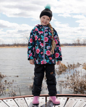 Ensemble 3 pièces noir imprimé de fleurs