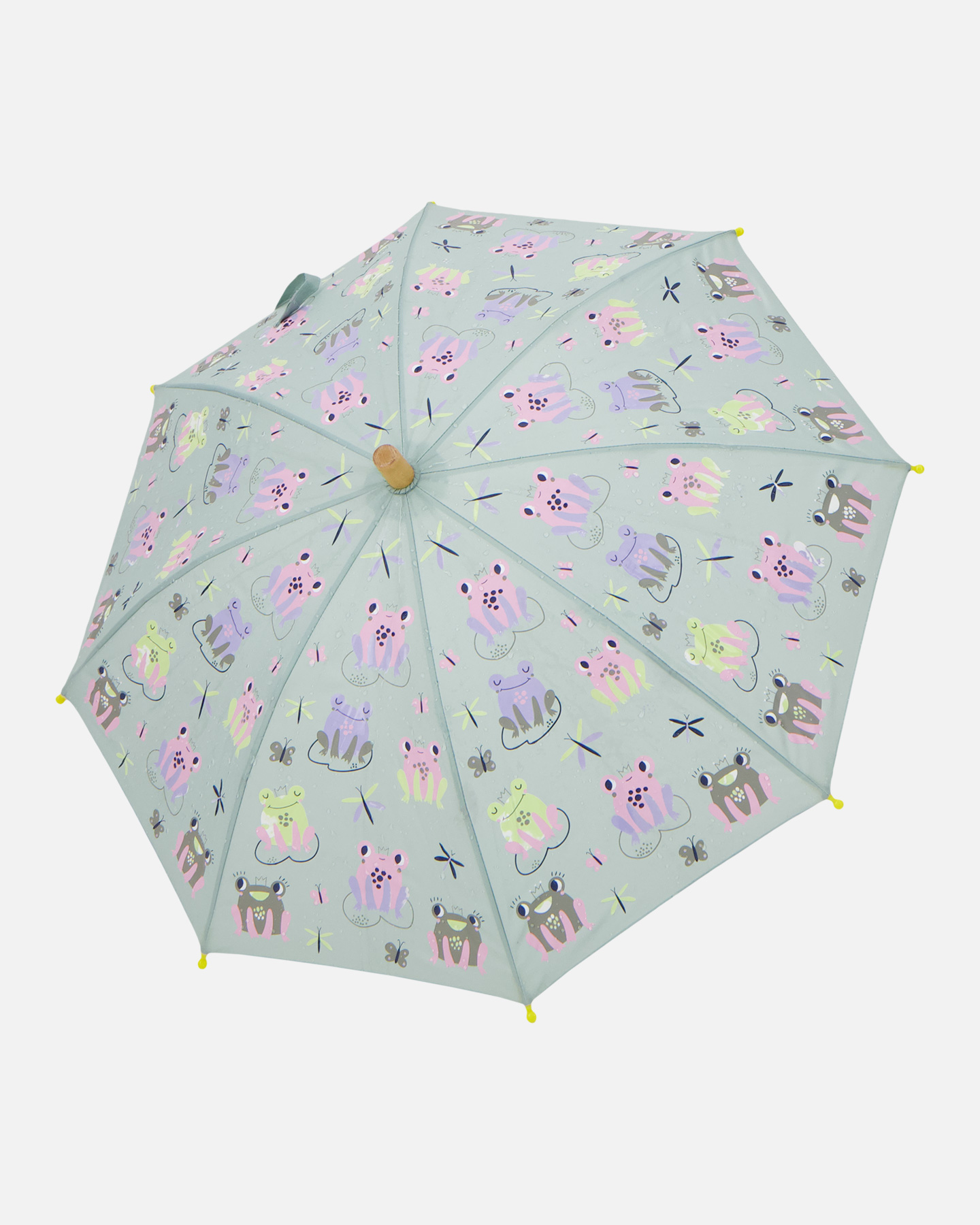 Parapluie vert imprimé grenouilles, change de couleur. – Image 5