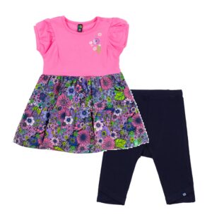 NANO ÉTÉ 24 BÉBÉ FILLE PETITE HIPPIE ENSEMBLE ROBE ET LEGGING MARINE