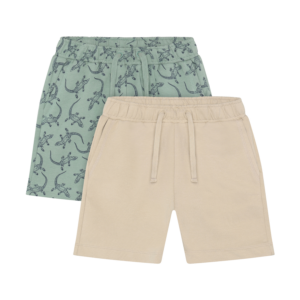 Minymo ensemble 2 shorts beige/vert lezards