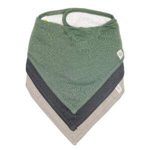 PERLIMPINPIN Ensemble de 3 bavoirs en bambou - Chasseur Charcoal Taupe