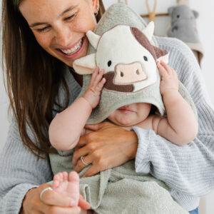 PERLIMPINPIN Serviette à capuchon pour bébé - Vache