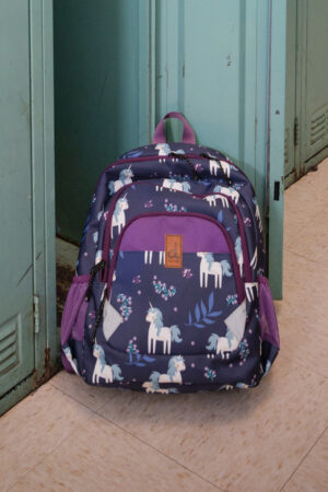 DEUX PAR DEUX LA RENTRÉE 26 SAC À DOS (pour tout petit) BLEU MAUVE IMPRIMÉ LICORNE
