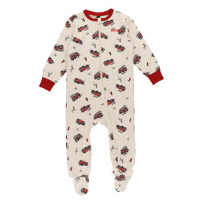 Pyjama une-pièce beige Camion de pompier