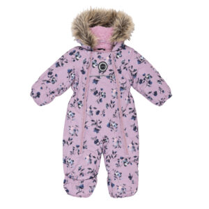 Habit de neige une-pièce bébé lilas imprimé de fleurs