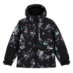 Manteau hiver noir fleurit