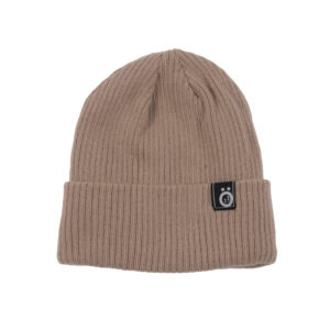 Tuque beige en tricot doublé