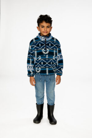 Deux par deux Veste pull en peluche bleu aztèques